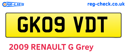 GK09VDT are the vehicle registration plates.