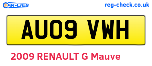 AU09VWH are the vehicle registration plates.