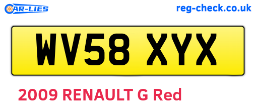 WV58XYX are the vehicle registration plates.