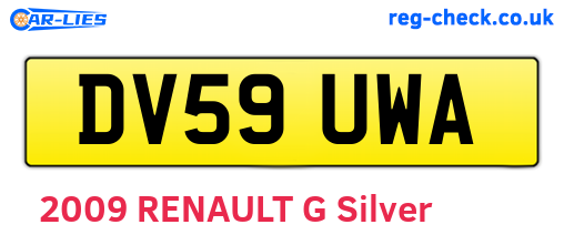 DV59UWA are the vehicle registration plates.