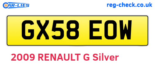 GX58EOW are the vehicle registration plates.