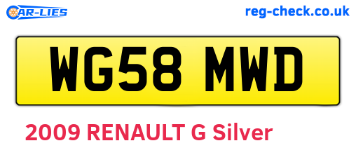 WG58MWD are the vehicle registration plates.