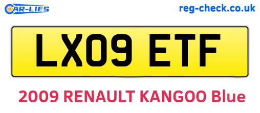 LX09ETF are the vehicle registration plates.