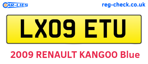 LX09ETU are the vehicle registration plates.