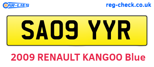 SA09YYR are the vehicle registration plates.
