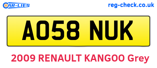 AO58NUK are the vehicle registration plates.