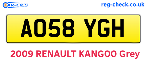 AO58YGH are the vehicle registration plates.