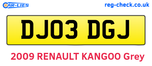 DJ03DGJ are the vehicle registration plates.
