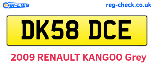 DK58DCE are the vehicle registration plates.