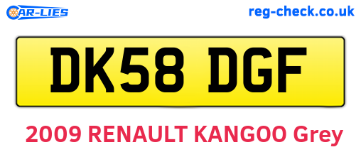 DK58DGF are the vehicle registration plates.