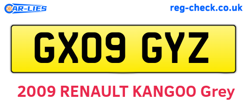 GX09GYZ are the vehicle registration plates.