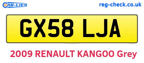 GX58LJA are the vehicle registration plates.