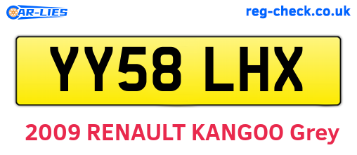 YY58LHX are the vehicle registration plates.