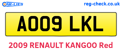 AO09LKL are the vehicle registration plates.