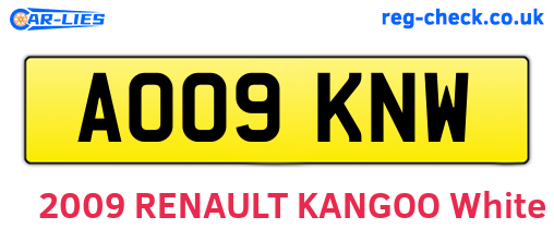 AO09KNW are the vehicle registration plates.