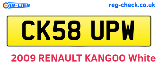 CK58UPW are the vehicle registration plates.