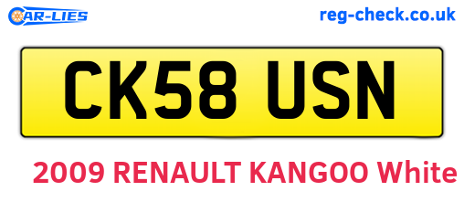 CK58USN are the vehicle registration plates.