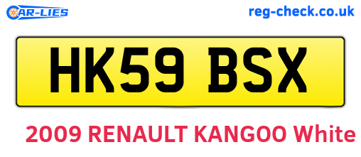 HK59BSX are the vehicle registration plates.
