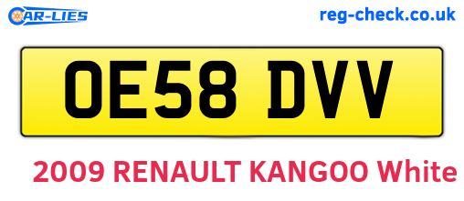 OE58DVV are the vehicle registration plates.