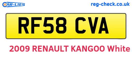 RF58CVA are the vehicle registration plates.