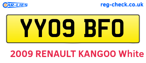 YY09BFO are the vehicle registration plates.
