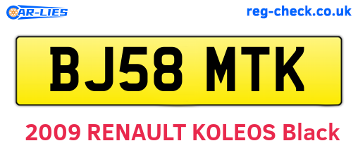 BJ58MTK are the vehicle registration plates.