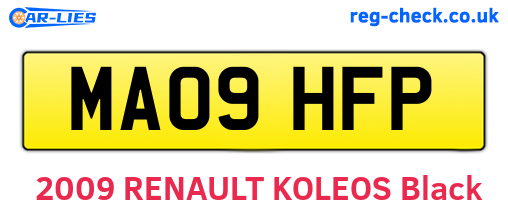 MA09HFP are the vehicle registration plates.