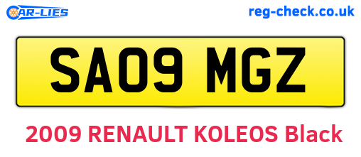 SA09MGZ are the vehicle registration plates.