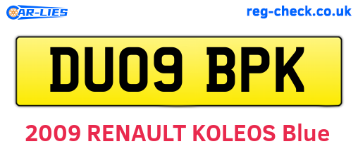 DU09BPK are the vehicle registration plates.