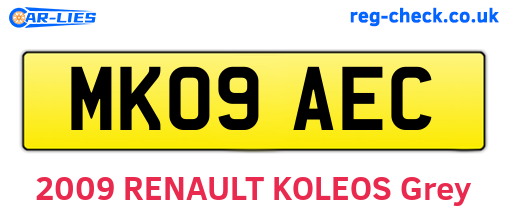 MK09AEC are the vehicle registration plates.