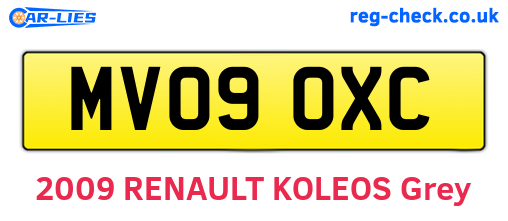 MV09OXC are the vehicle registration plates.