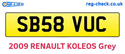 SB58VUC are the vehicle registration plates.