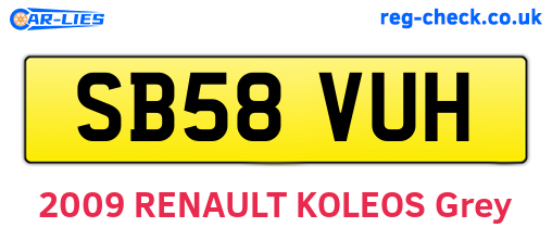 SB58VUH are the vehicle registration plates.