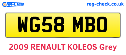WG58MBO are the vehicle registration plates.