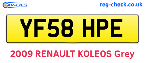 YF58HPE are the vehicle registration plates.