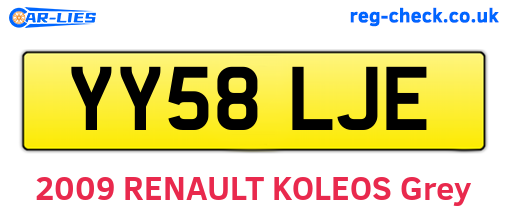 YY58LJE are the vehicle registration plates.