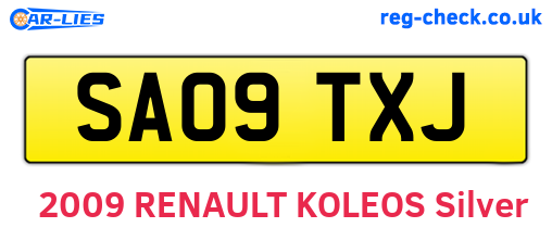 SA09TXJ are the vehicle registration plates.