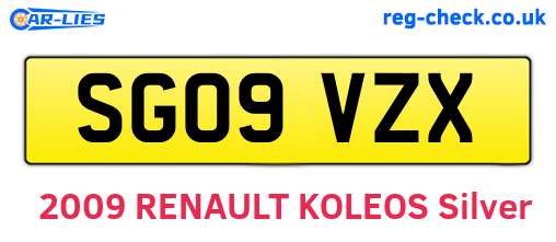 SG09VZX are the vehicle registration plates.