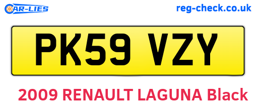 PK59VZY are the vehicle registration plates.
