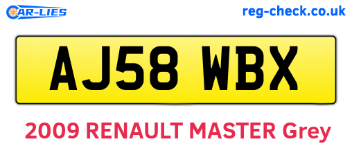 AJ58WBX are the vehicle registration plates.