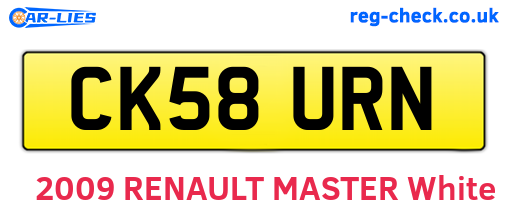 CK58URN are the vehicle registration plates.
