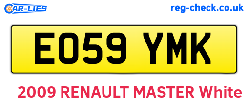 EO59YMK are the vehicle registration plates.