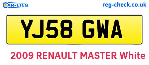 YJ58GWA are the vehicle registration plates.