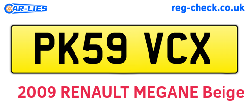 PK59VCX are the vehicle registration plates.