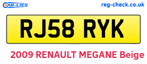 RJ58RYK are the vehicle registration plates.