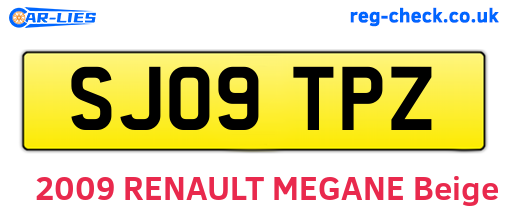 SJ09TPZ are the vehicle registration plates.