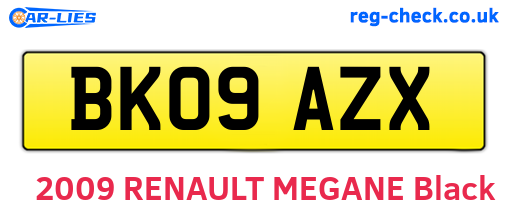 BK09AZX are the vehicle registration plates.