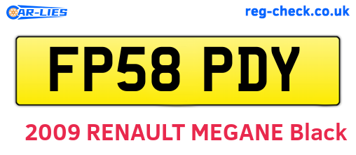 FP58PDY are the vehicle registration plates.
