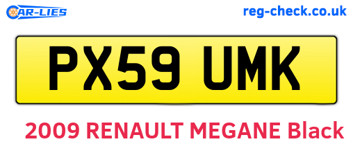PX59UMK are the vehicle registration plates.