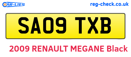 SA09TXB are the vehicle registration plates.